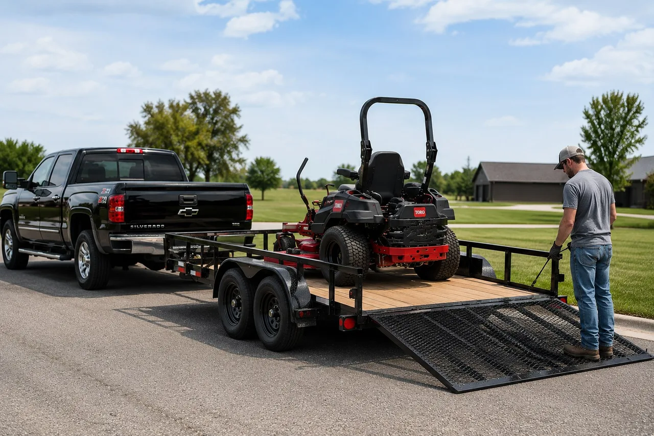 Landscape trailer with mesh sides